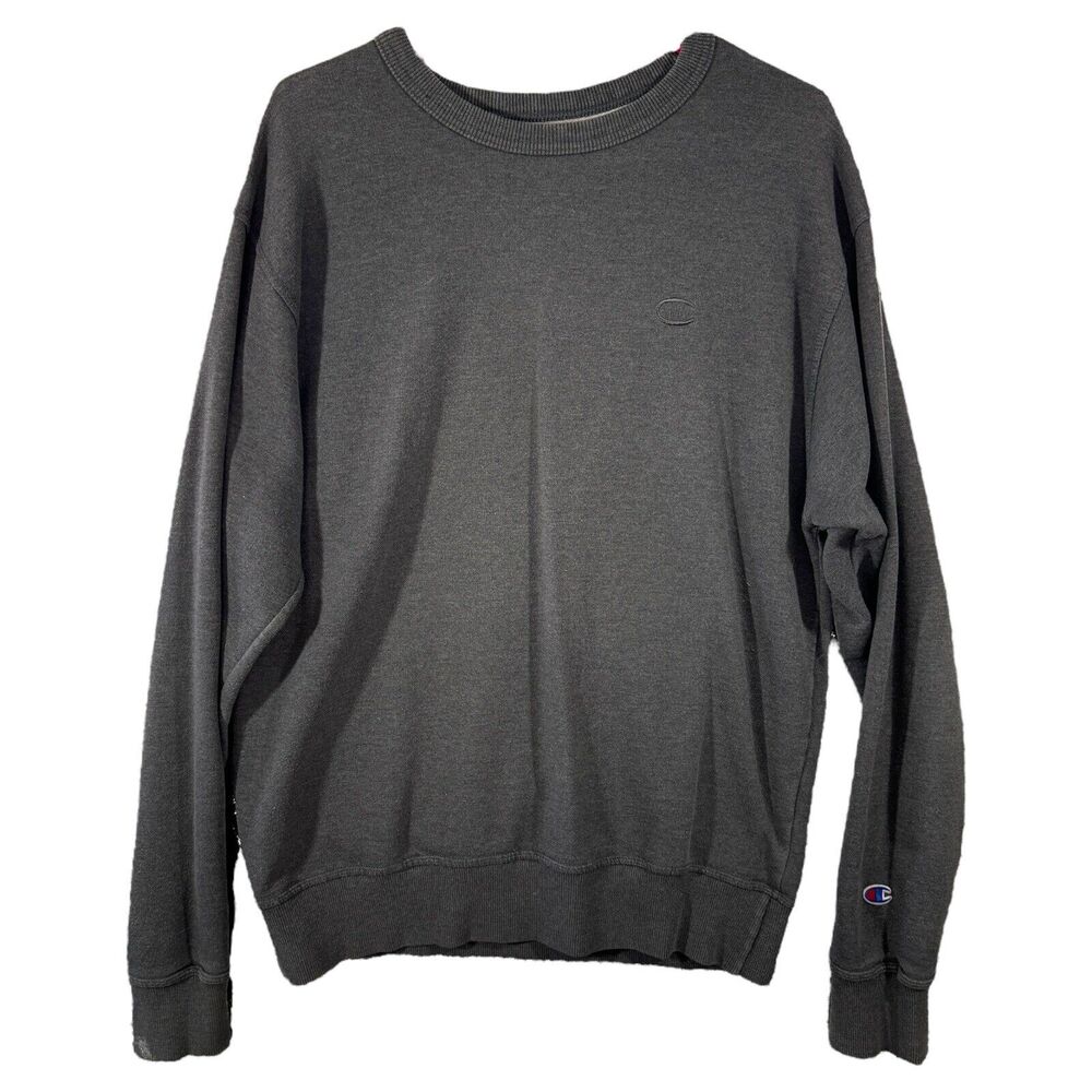 Men's Champion Sweater Gray Casual Pullover Embroidered Logo Sweatshirt Size M